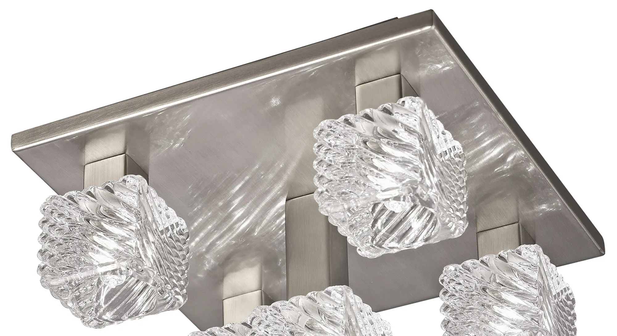 Accor Glass Square Ceiling Flush 5 Light Satin Nickel D0163  Deco Accor